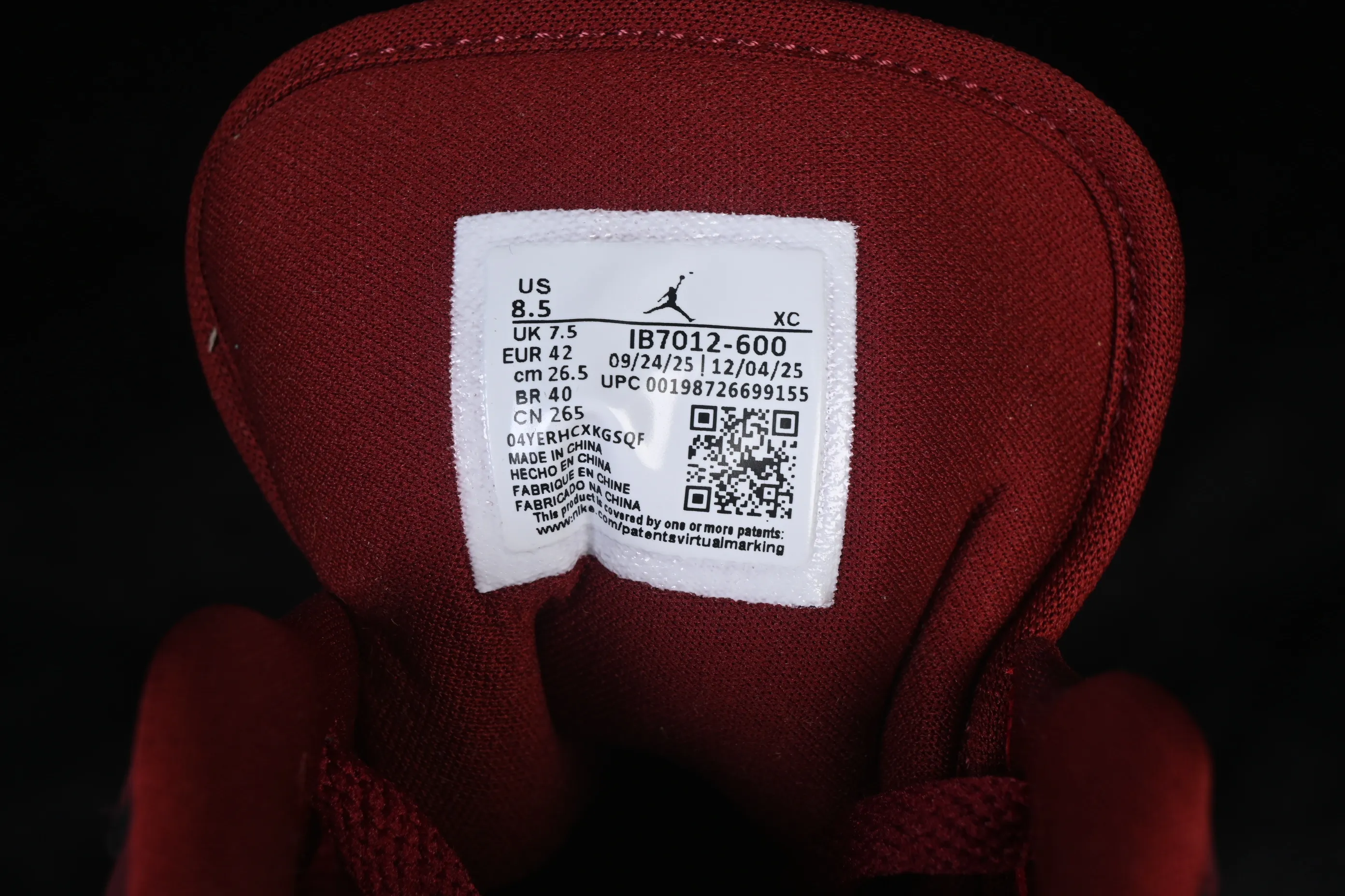 All categories Air Jordan Jordan series basketball shoes Air Jordan 1 Low Air Jordan 1 Low AJ1 Joe 1 raw rubber wine red low-top retro cultural basketball shoes IB7012-600